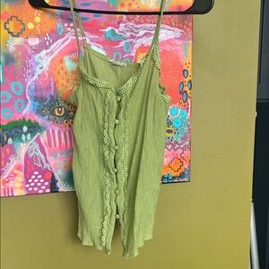Blu Pepper Olive Camisole with Lace Trim